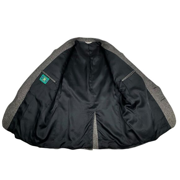 VTG Hunt Valley Mens 48R Wool Herringbone Tweed Blazer Elbow Patch Sport Coat - Picture 9 of 16